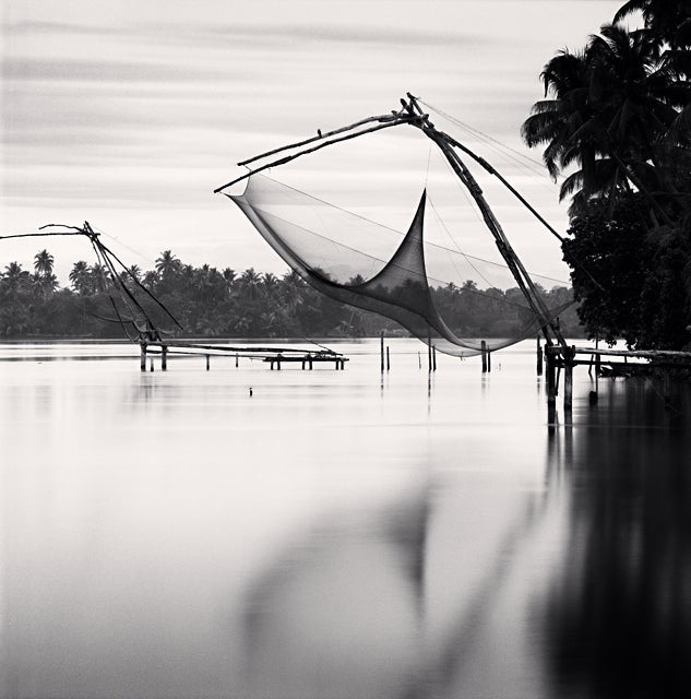 Michael Kenna Black and White Photograph - Fishing Net, Backwaters, Kerala, India