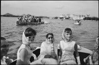 Mrs. Kennedy and her sister Princess Lee Radziwill returning from their visit to the Lake Palace Hotel in Udaipur