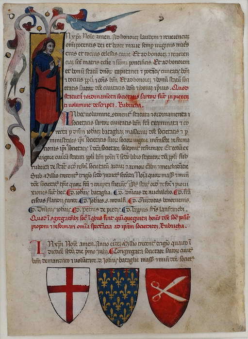 Leaf from the Statuto della Societa dei Sarti (Tailors Guild) illustrated