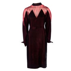 Vintage Courreges 1970's  Red Velvet See Through Vintage Dress Size 40