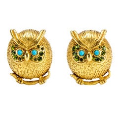 Vintage Askew London 60'S Owl Clip on Earrings