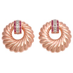 Ruby and Diamond Gold Circle Earrings Ruby and Diamond Gold Circle Earrings