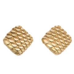 JUDITH LIEBER Gold Fish Scale Earrings