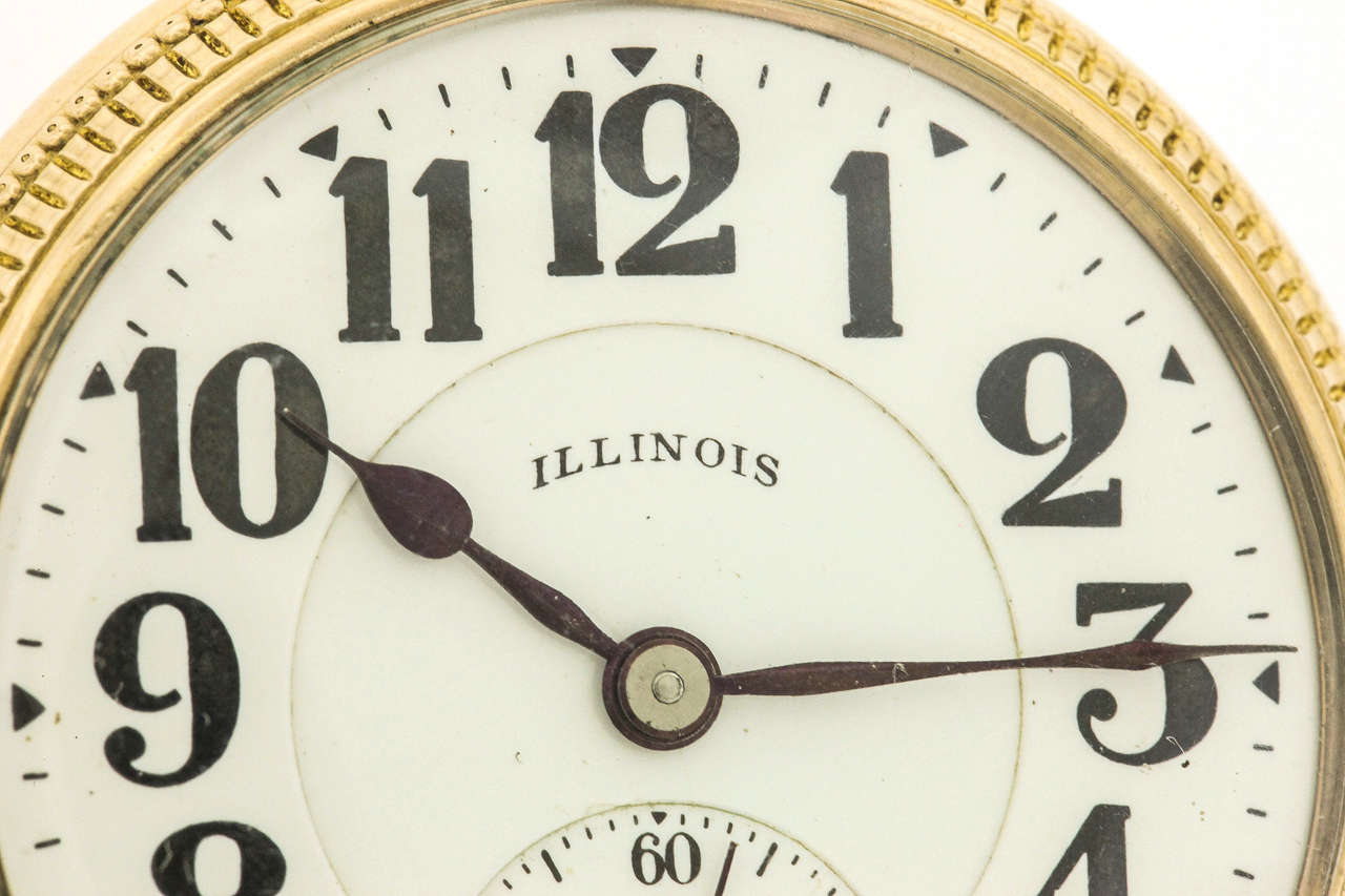 Illinois Gold-Filled Bunn Special Railroad Pocket Watch circa 1927 In Good Condition In New York, NY