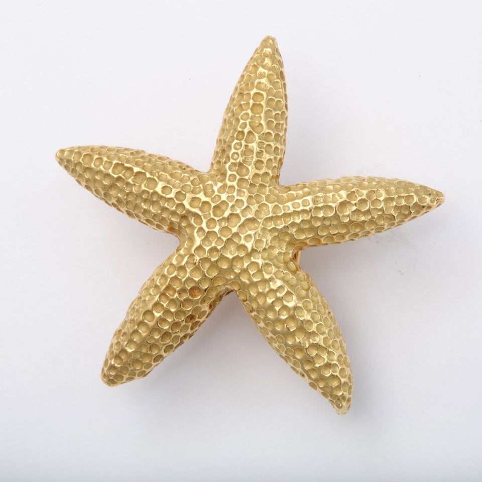 Women's Pair of Granulated Gold Starfish Earrings. For Sale