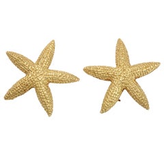 Pair of Granulated Gold Starfish Earrings.