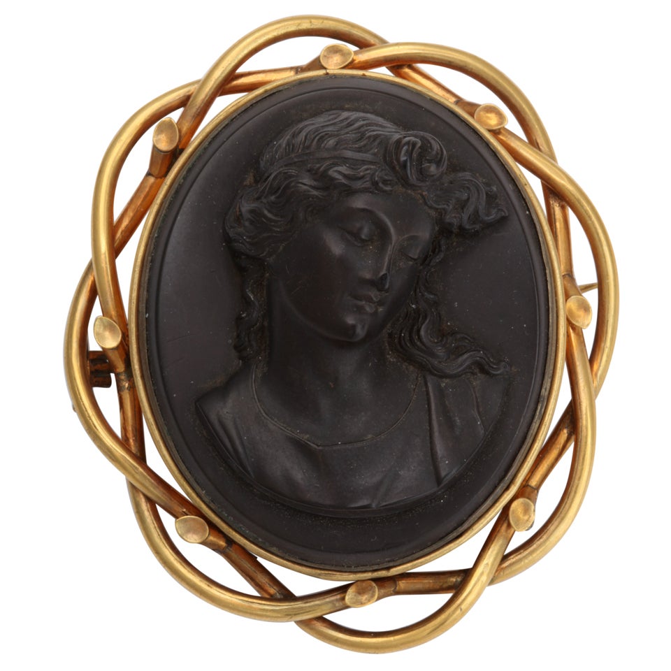 Victorian Gutta Percha Cameo Brooch/ Pin at 1stDibs