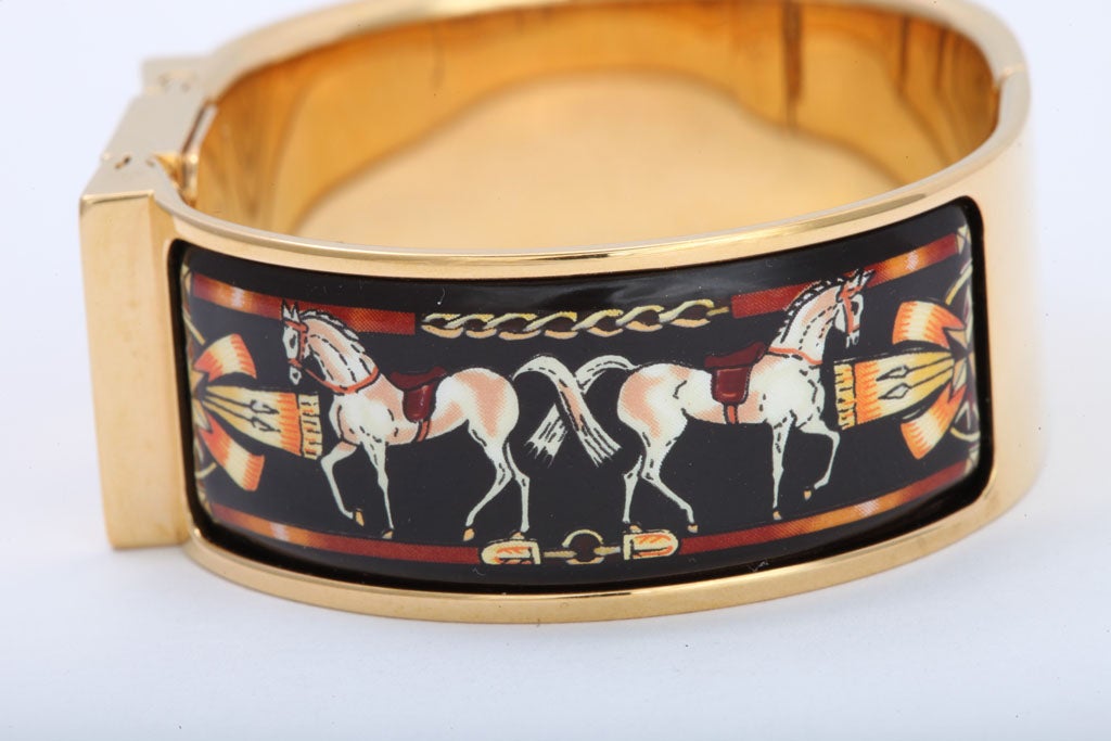 Women's Hermes Loquet vintage enamel bracelet watch