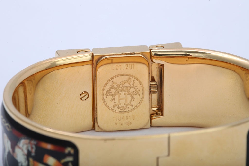 Hermes Loquet vintage enamel bracelet watch 2