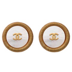 Vintage Chanel mother of pearl button clips