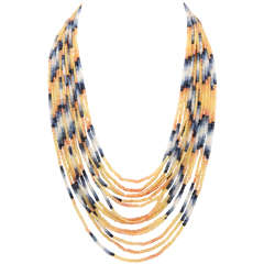 Spectacular 14 Strand Sapphire Bead Necklace