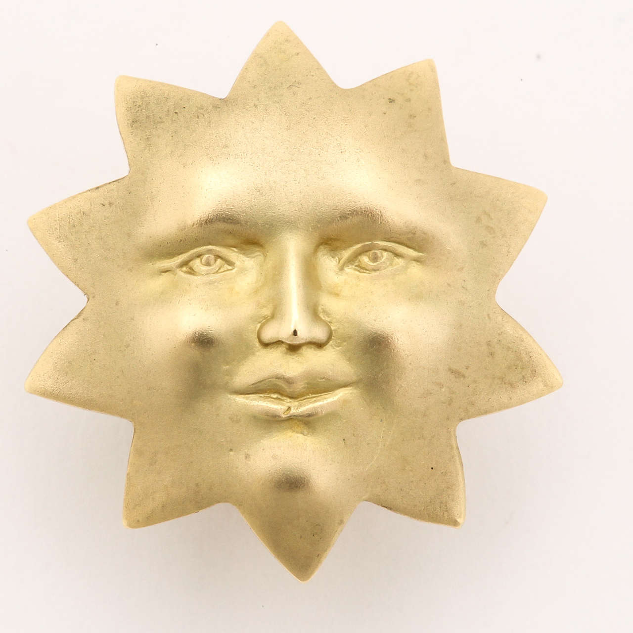 Gold Sun Face Clip Earrings In New Condition For Sale In TRYON, NC