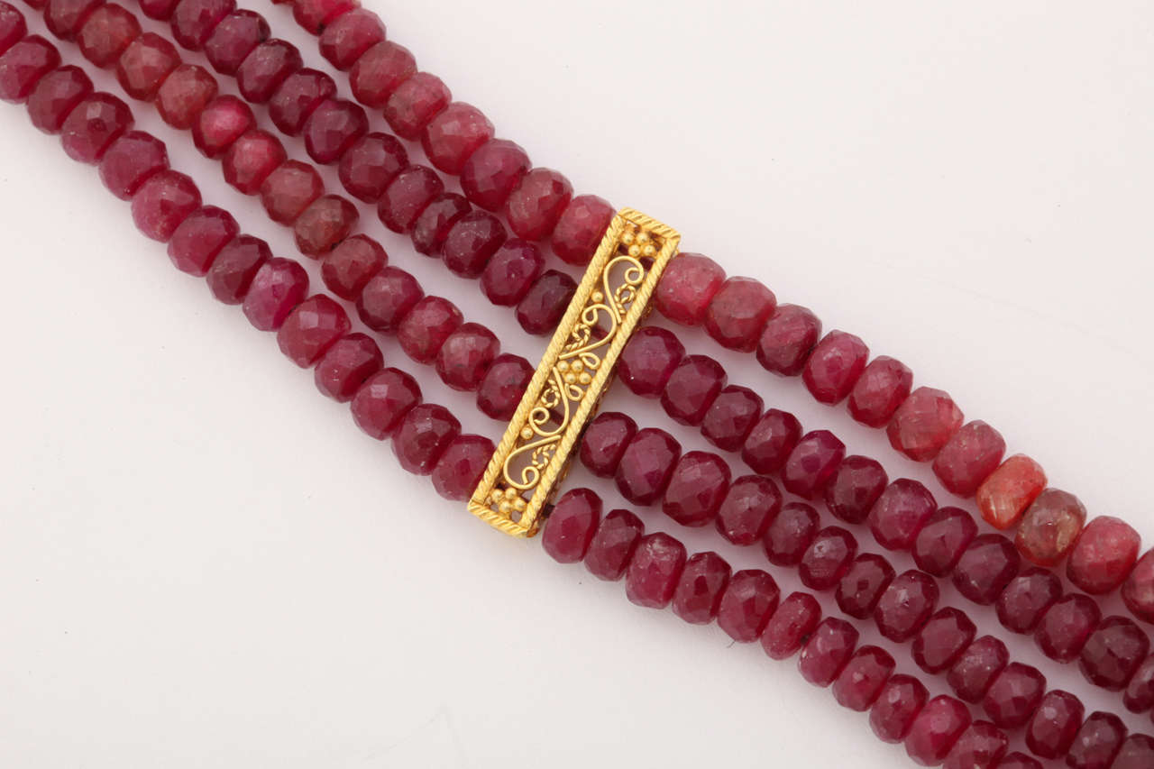 Contemporary Stunning Ruby Bead Necklace For Sale