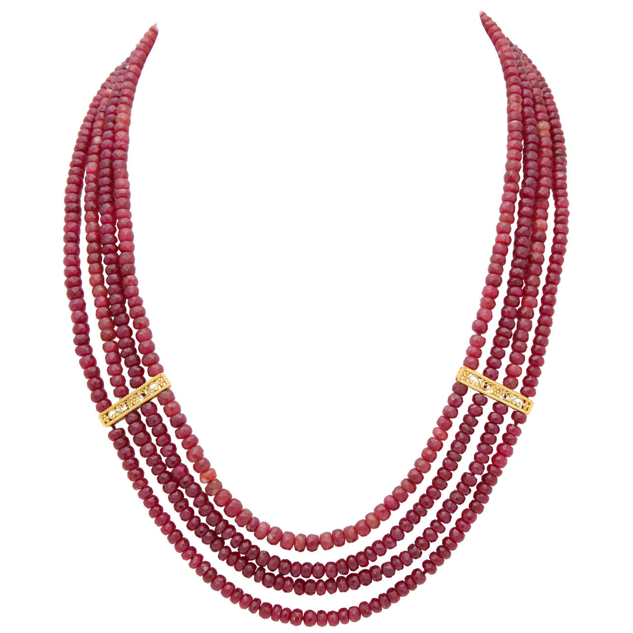 Stunning Ruby Bead Necklace For Sale