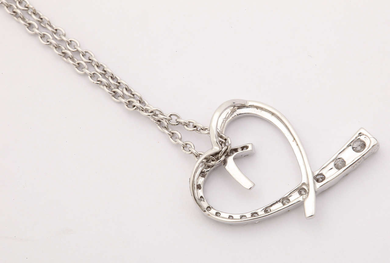 Contemporary Diamond Gold Journey Heart Pendant Necklace For Sale