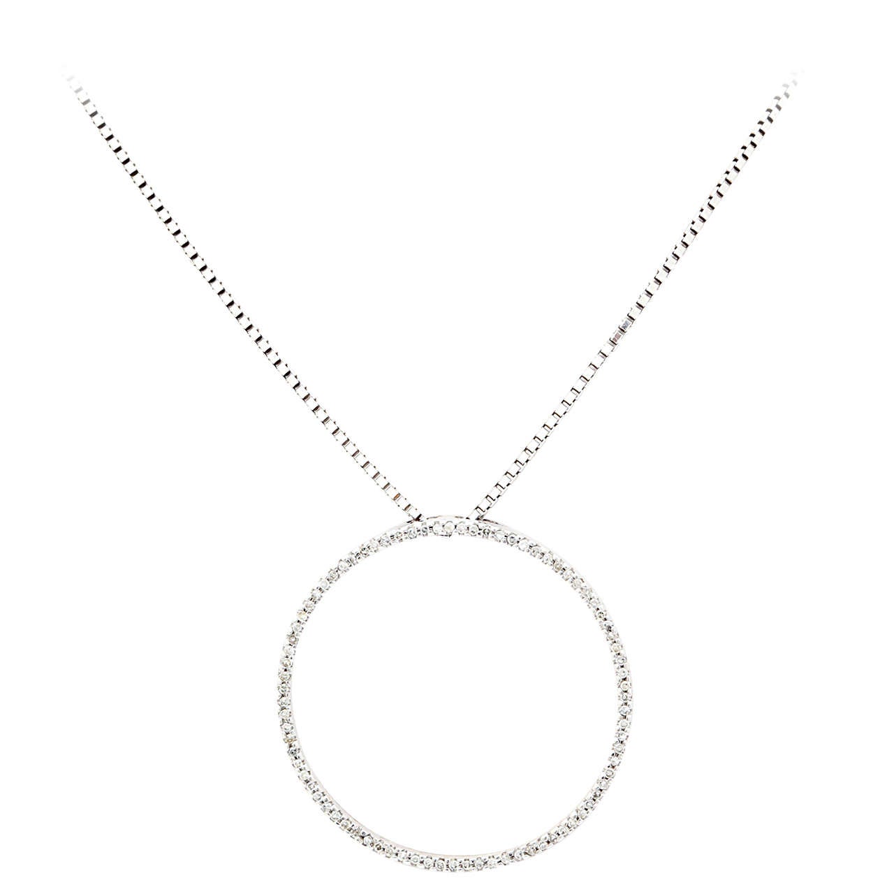 Diamond Gold Circle of Love Pendant Necklace For Sale