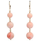 14K Yellow Gold and Angelskin Coral Earrings