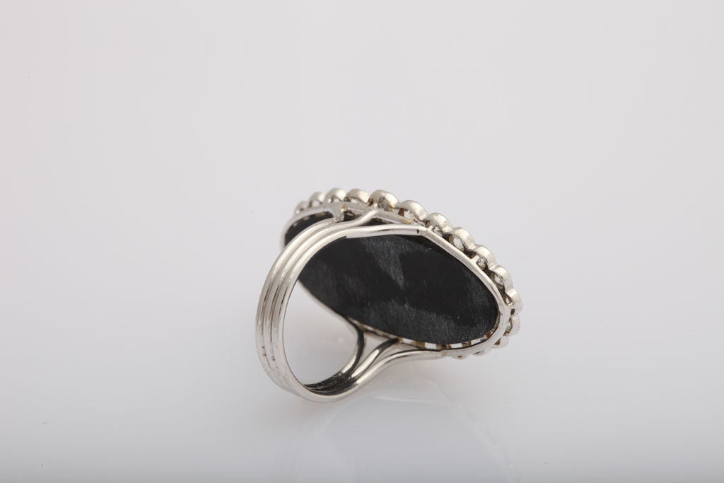 Early 20th Century Onyx and Diamond Buckle Cocktail Ring 1