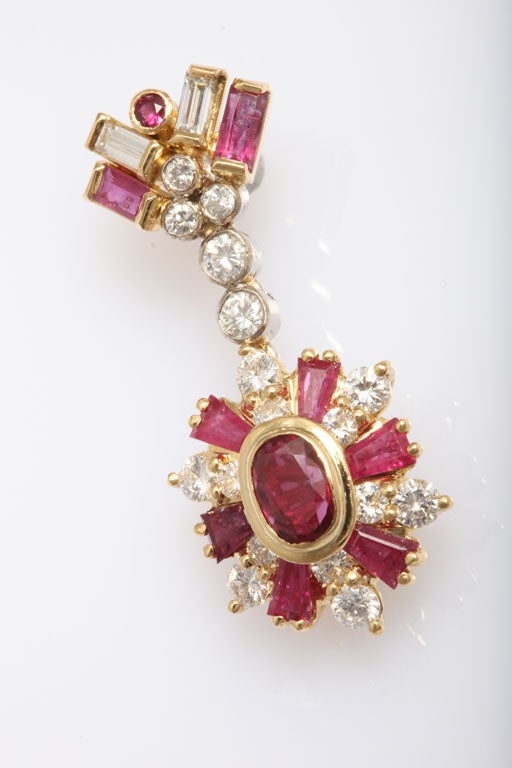 Women's Ruby Diamond Gold Drop Earrings