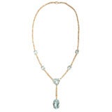 Diamond & Aquamarine Drop Necklace