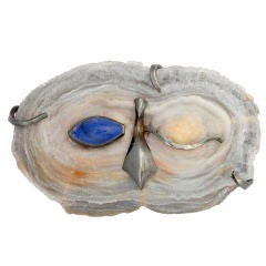 Andrew Grima Winking Owl Agate Brooch
