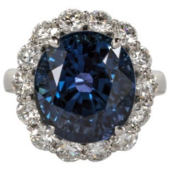 Rare Natural No Heat 13 Carat Cushion Sapphire Diamond Gold Ring