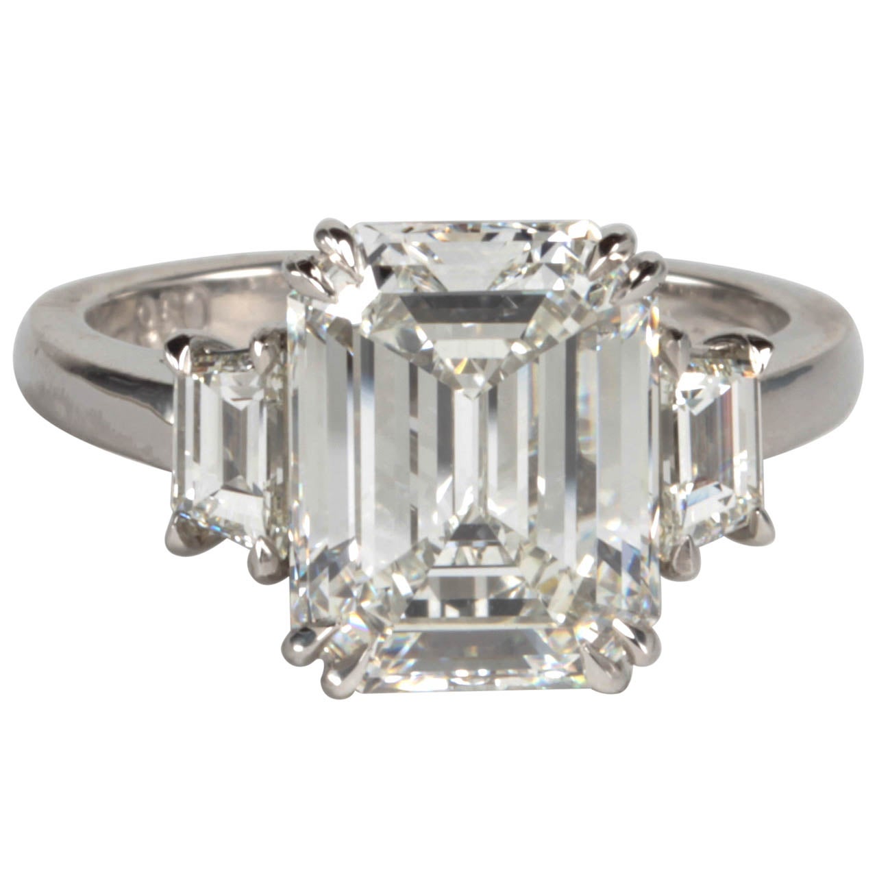 GIA Certified Emerald Cut F VS1 Diamond Platinum Ring For Sale at