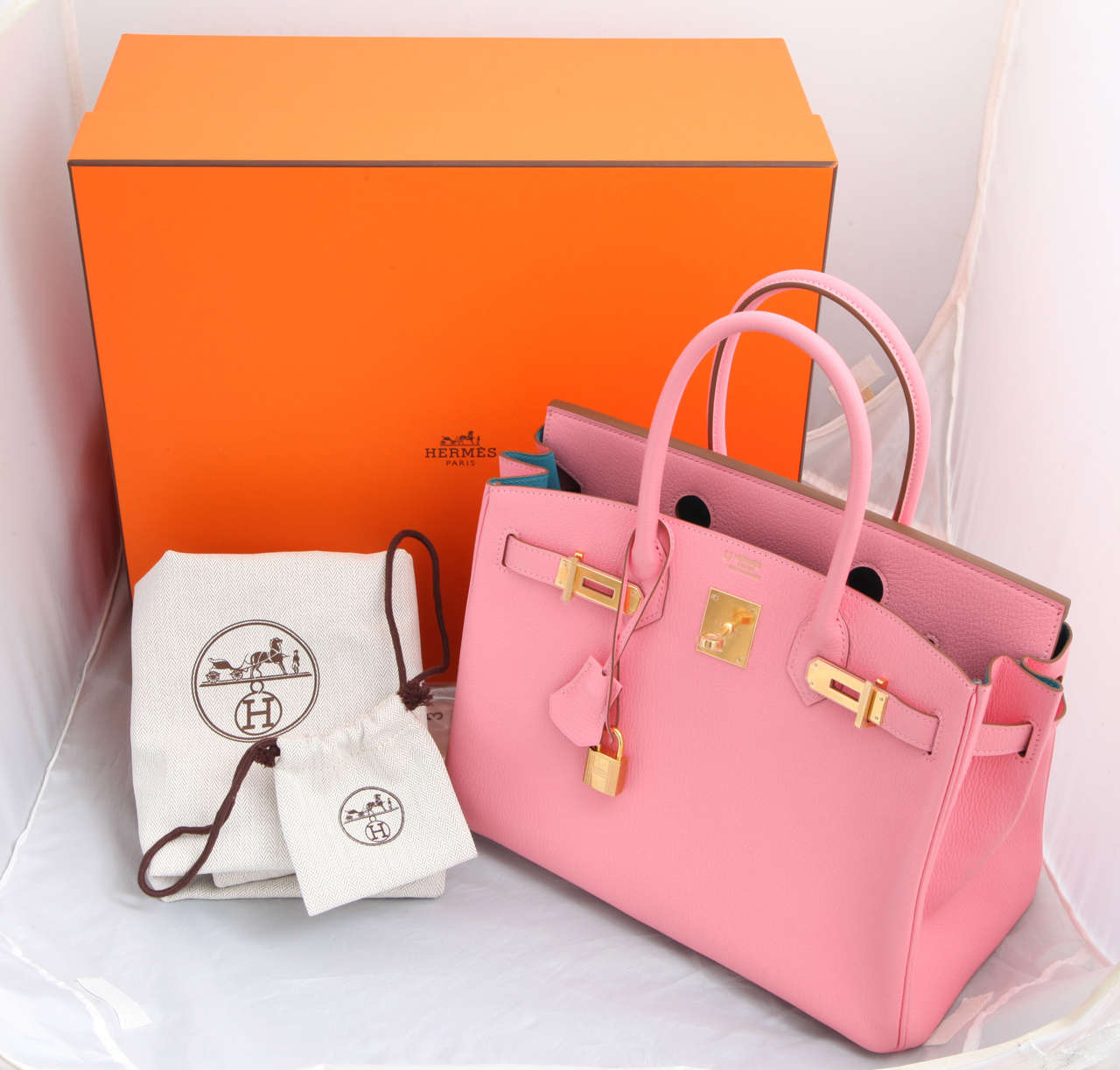 Hermes Rose Confetti Pink "Special Order" Chevre Birkin with Horseshoe