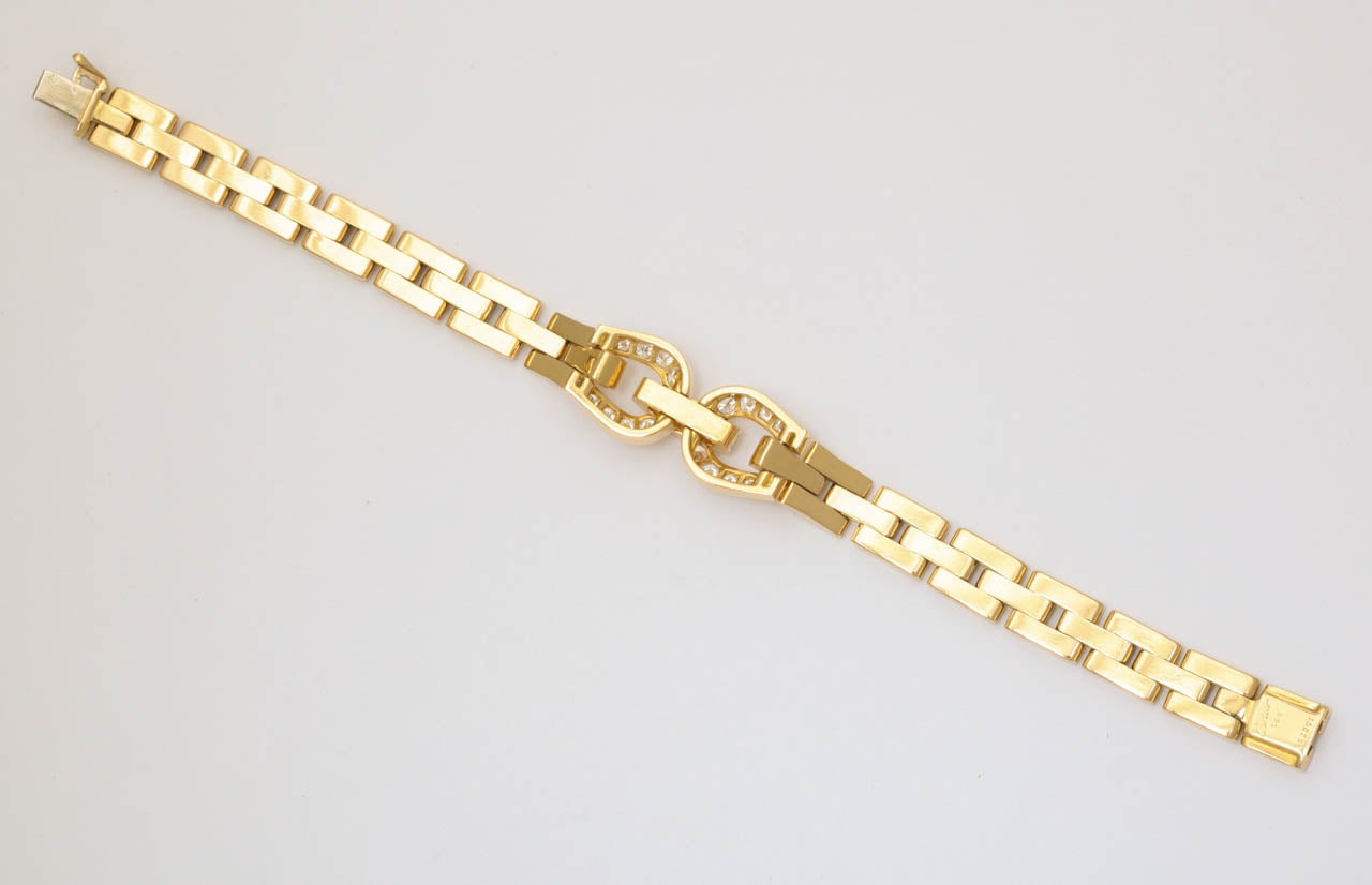 1980s CARTIER PARIS Diamond Gold Panther Link Bracelet 1