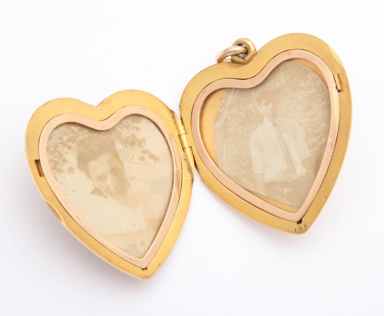 Women's ART NOUVEAU Citrine Diamond Gold Heart locket