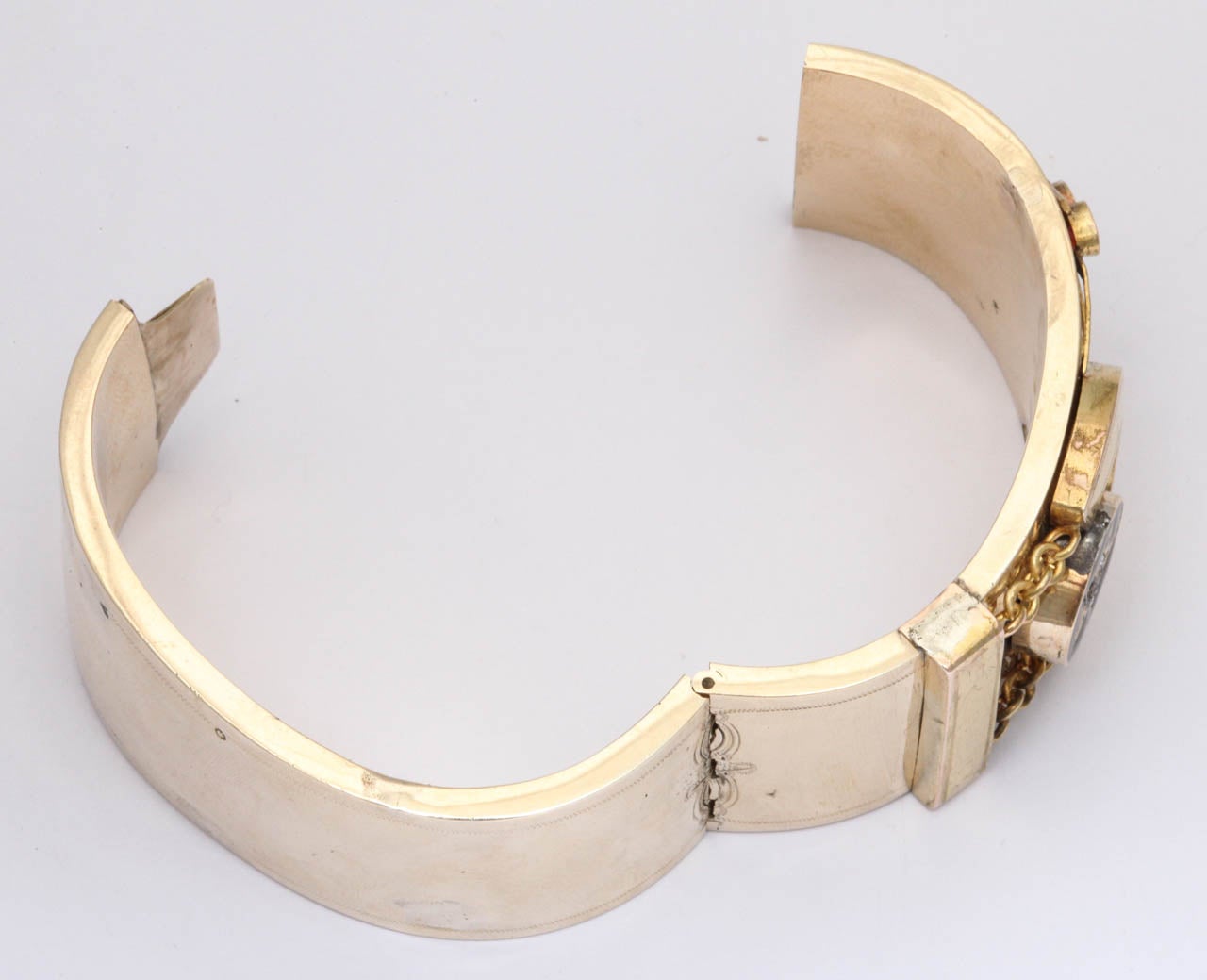1880s Russian Black Enamel Ruby Gold Cuff Bracelet 1