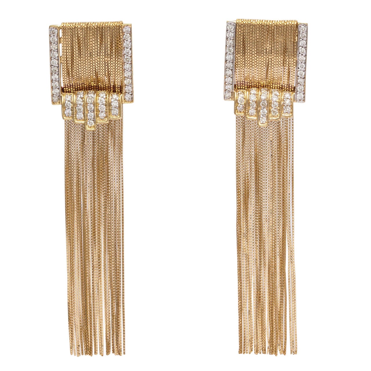 1980s Diamond Gold Tel Fringe Earrings At 1stdibs 1980s Diamond Gold Tel Fringe Earrings For
