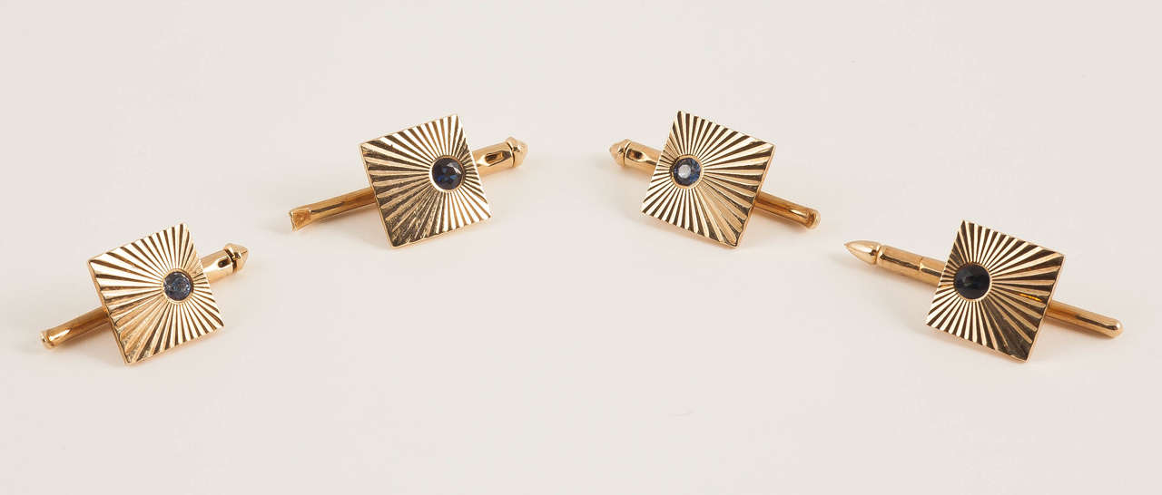 Tiffany & Co. Montana Sapphire Gold Cufflinks and Studs In New Condition In London, GB