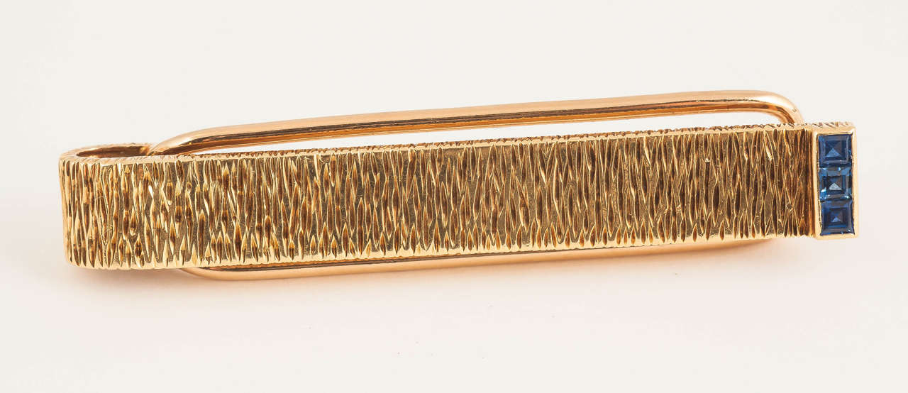 1970s Kutchinsky of London Sapphire Gold Cufflinks and Tie Clip 4