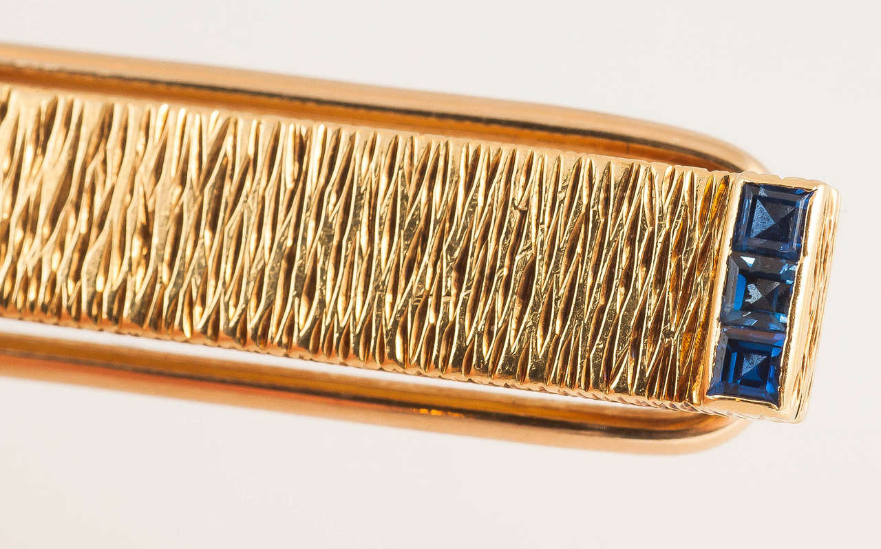 1970s Kutchinsky of London Sapphire Gold Cufflinks and Tie Clip 5
