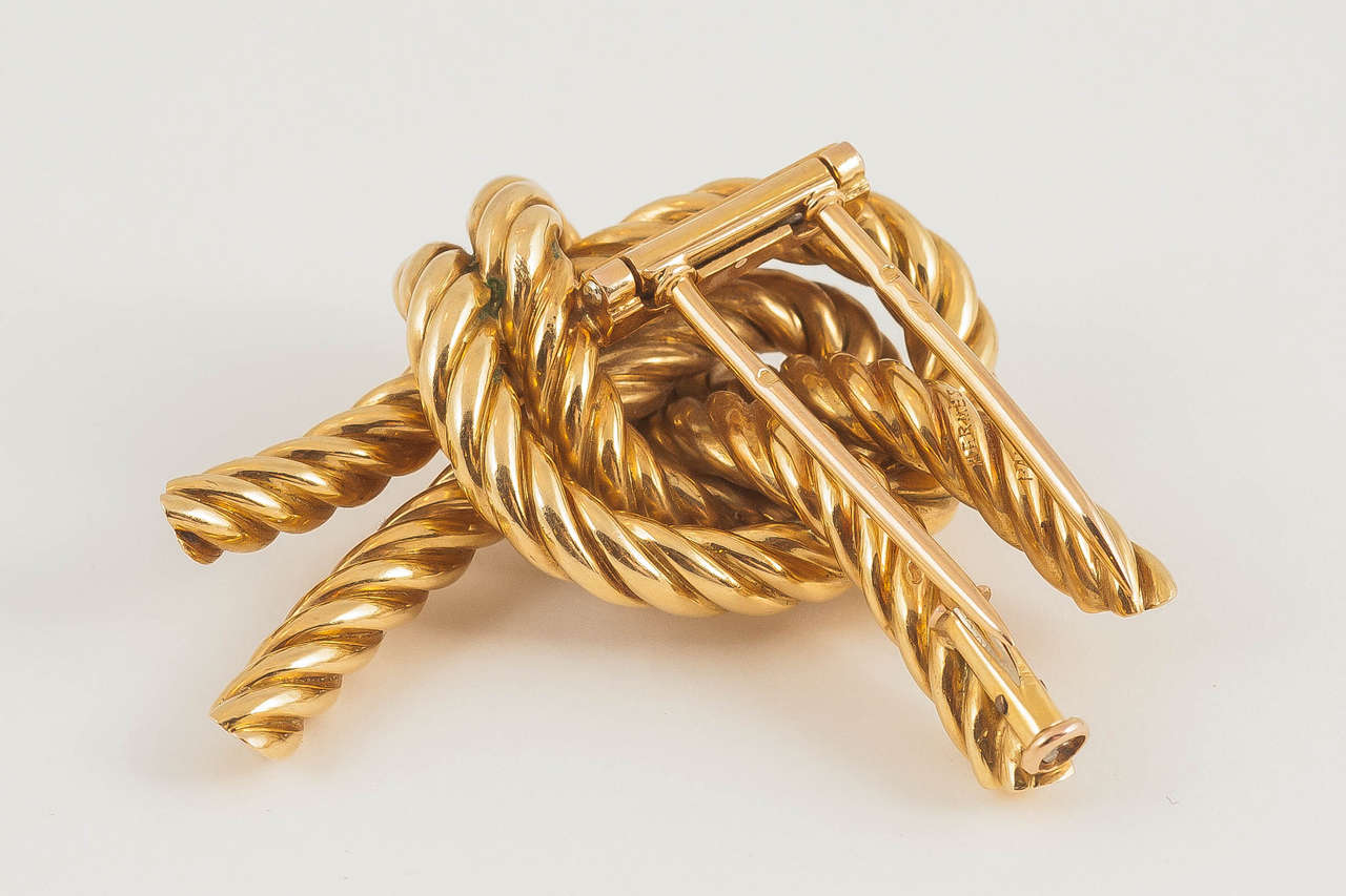 1950s Hermes Paris Gold Knot Brooch at 1stDibs | hermes brooch, hermes  rope, brooch hermes