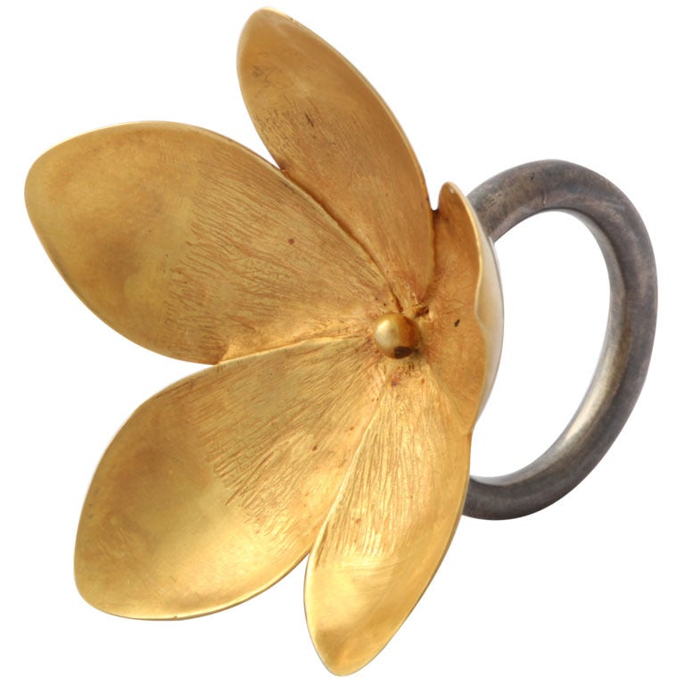 Gold Lotus Flower Ring For Sale