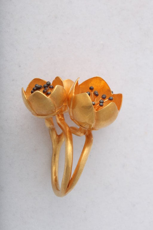 Contemporary Buttercup Flower Ring For Sale