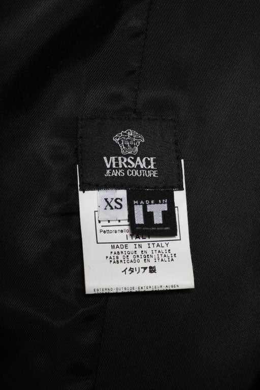 Versace Jeans Couture Black Leather Coat with Medusa Button 1