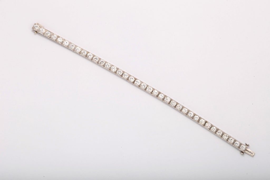 Diamond Platinum Block Bracelet For Sale 2