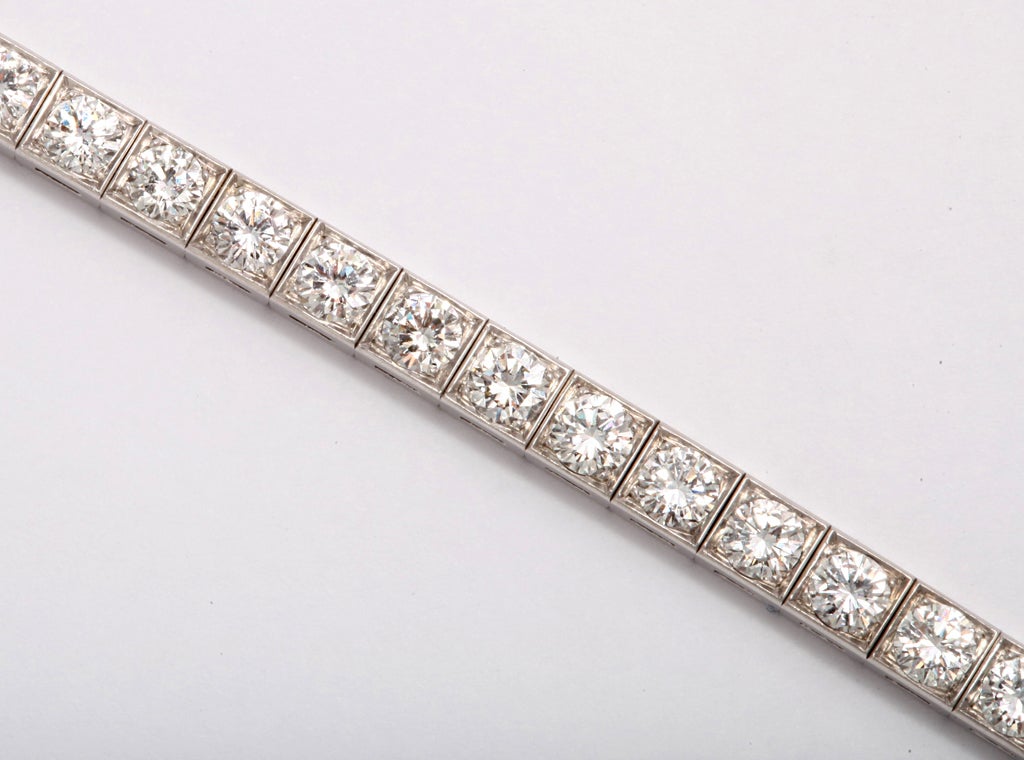 Diamond Platinum Block Bracelet For Sale 1