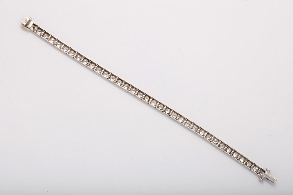 Women's Diamond Platinum Block Bracelet For Sale