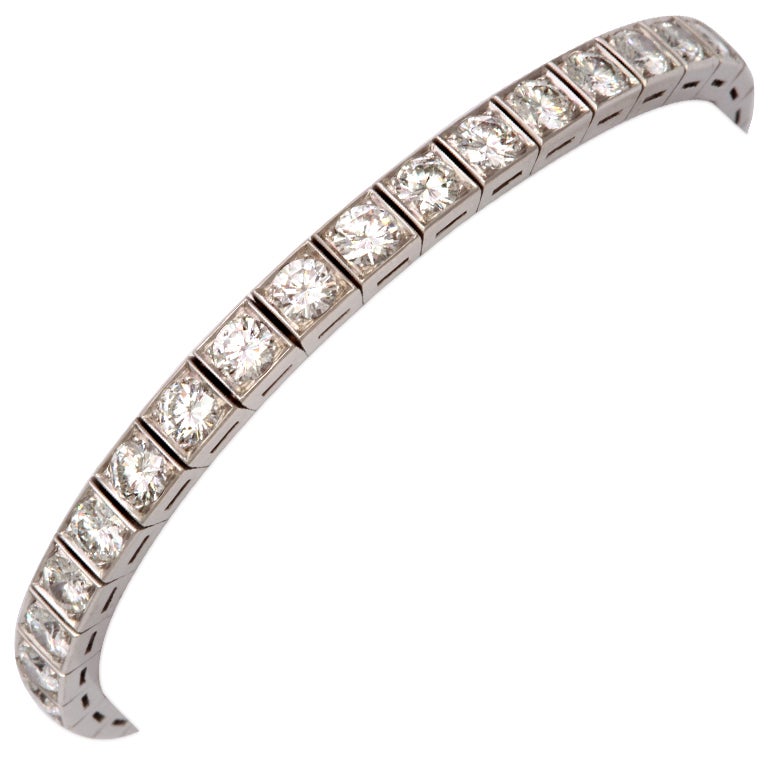 Diamond Platinum Block Bracelet For Sale