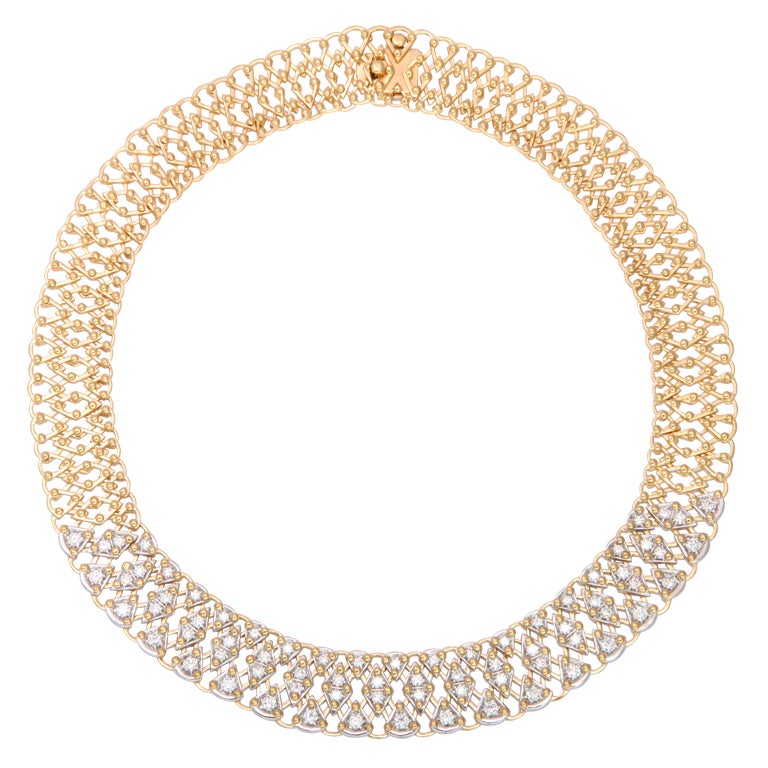 Diamond Gold 'Lace' Necklace at 1stdibs