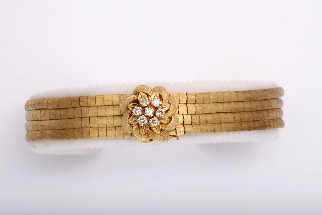 Golden Strand Bracelet with Diamond Posy at 1stDibs