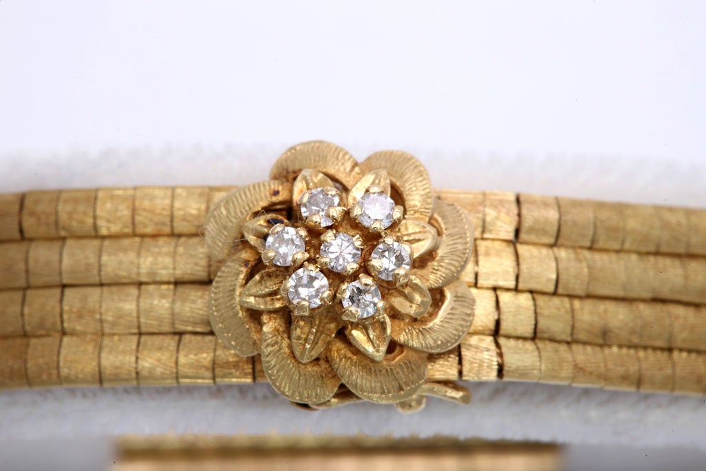 Golden Strand Bracelet with Diamond Posy at 1stDibs
