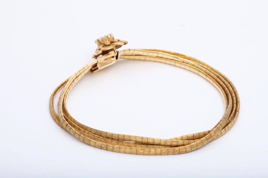 Golden Strand Bracelet with Diamond Posy at 1stDibs