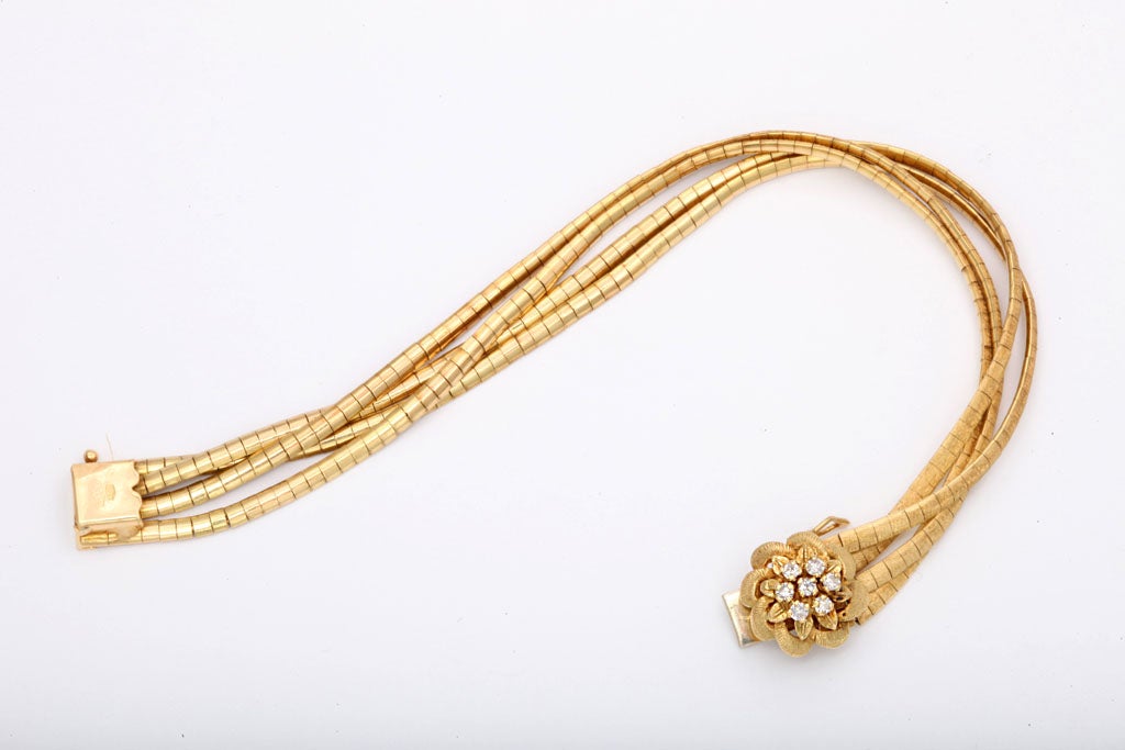 Golden Strand Bracelet with Diamond Posy at 1stDibs