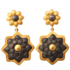 Gold Silver Sunflower Earrings