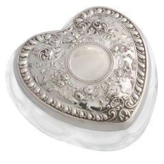 Sterling Silver and Crystal Heart - Shaped "Trinkets" Box